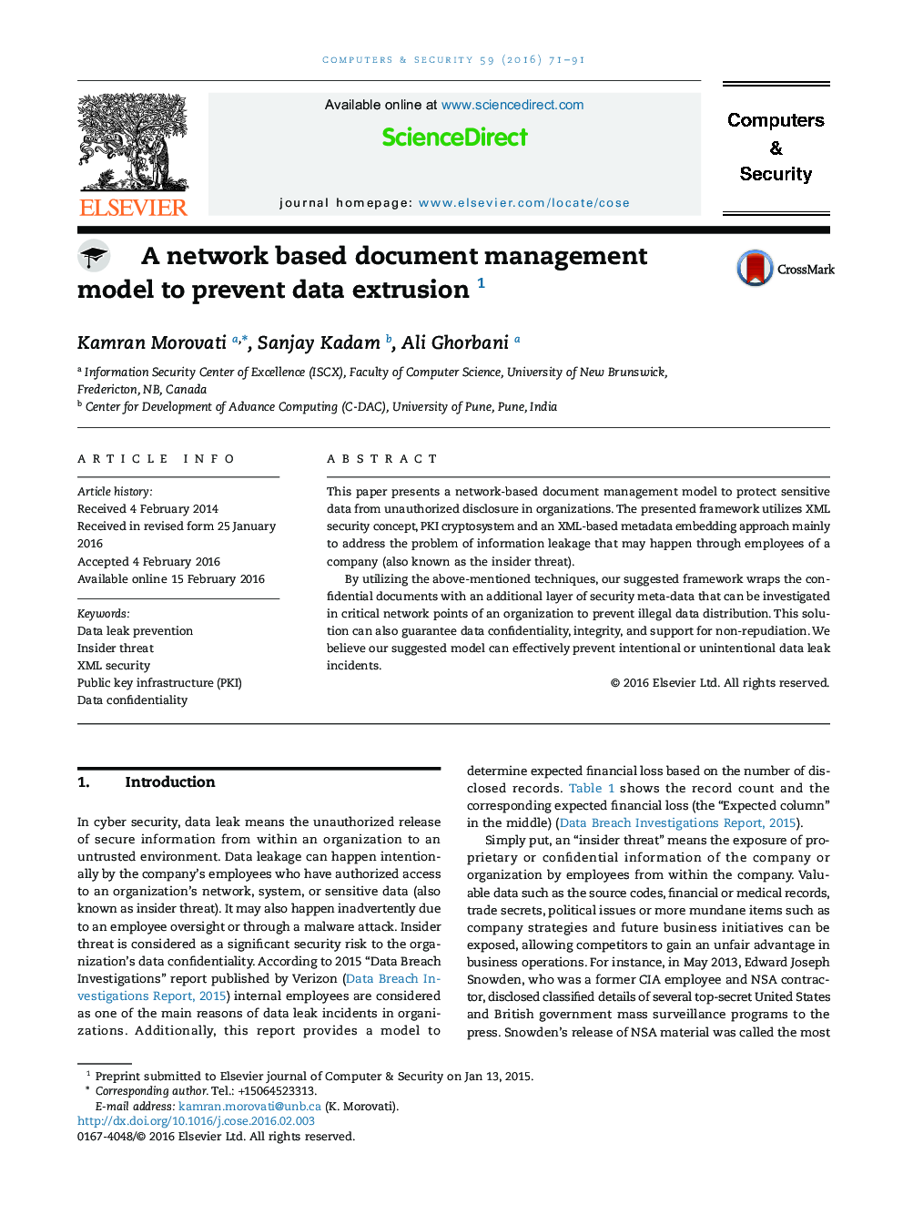 A network based document management model to prevent data extrusion 1