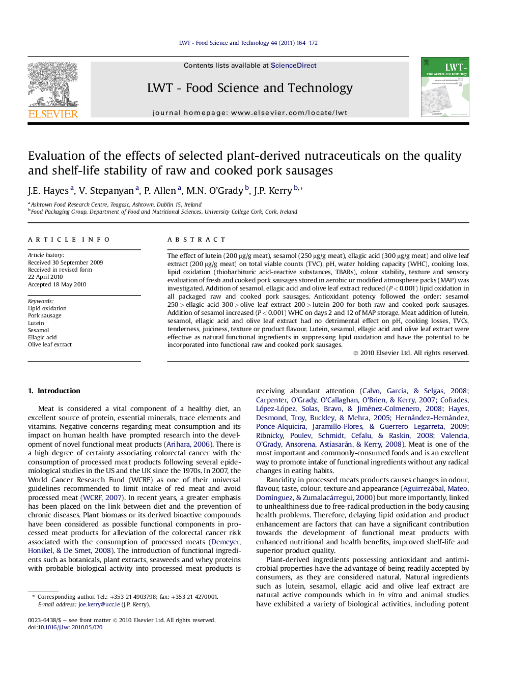 Evaluation of the effects of selected plant-derived nutraceuticals on the quality and shelf-life stability of raw and cooked pork sausages