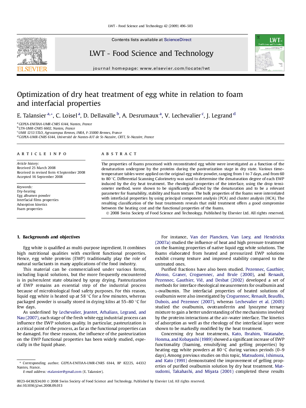 Optimization of dry heat treatment of egg white in relation to foam and interfacial properties