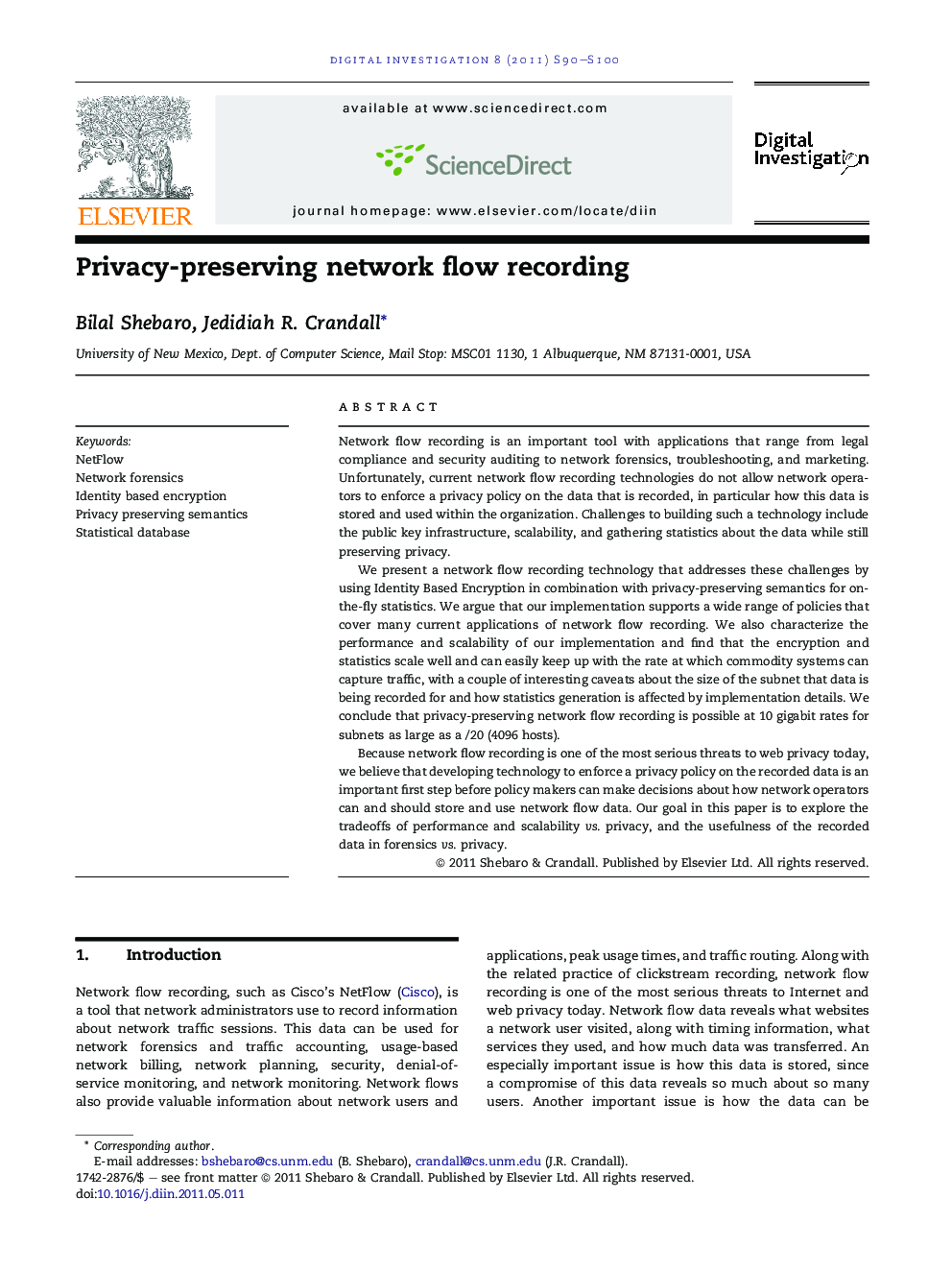 Privacy-preserving network flow recording