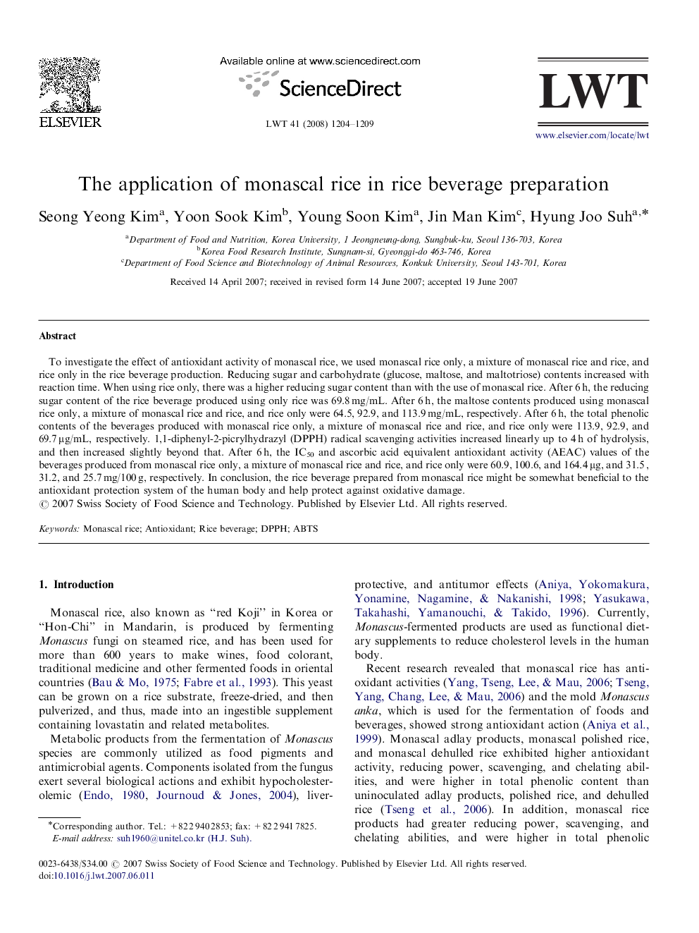 The application of monascal rice in rice beverage preparation