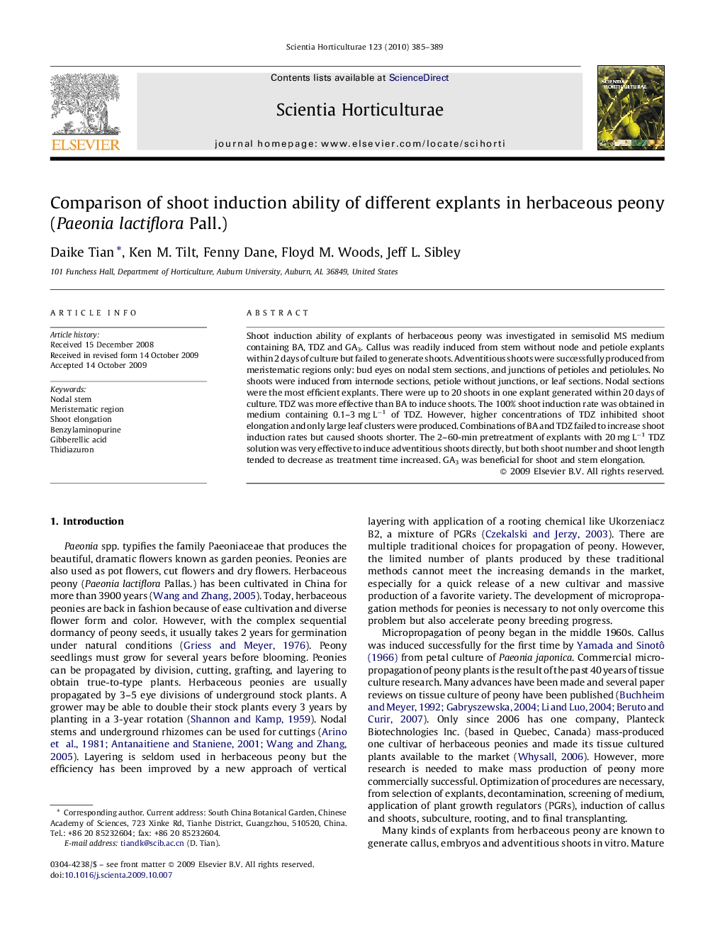 عکس صفحه اول مقاله: Comparison of shoot induction ability of different explants in herbaceous peony (Paeonia lactiflora Pall.) Comparison of shoot induction ability of different explants in herbaceous peony (Paeonia lactiflora Pall.)