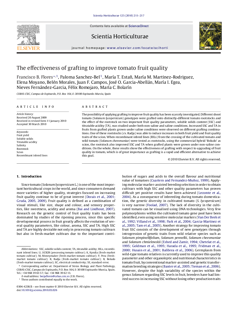 The effectiveness of grafting to improve tomato fruit quality