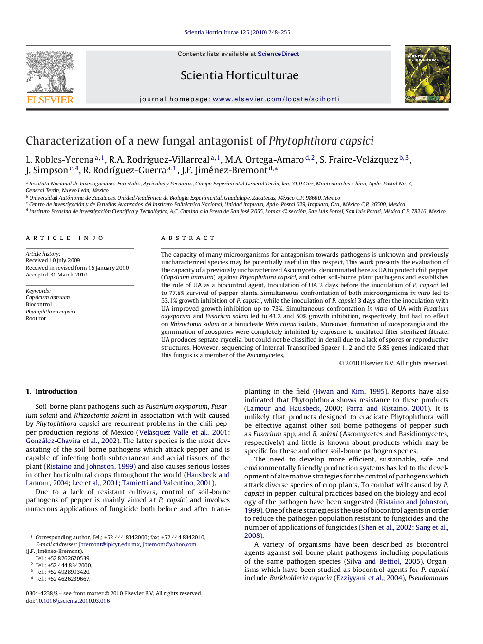 Characterization of a new fungal antagonist of Phytophthora capsici