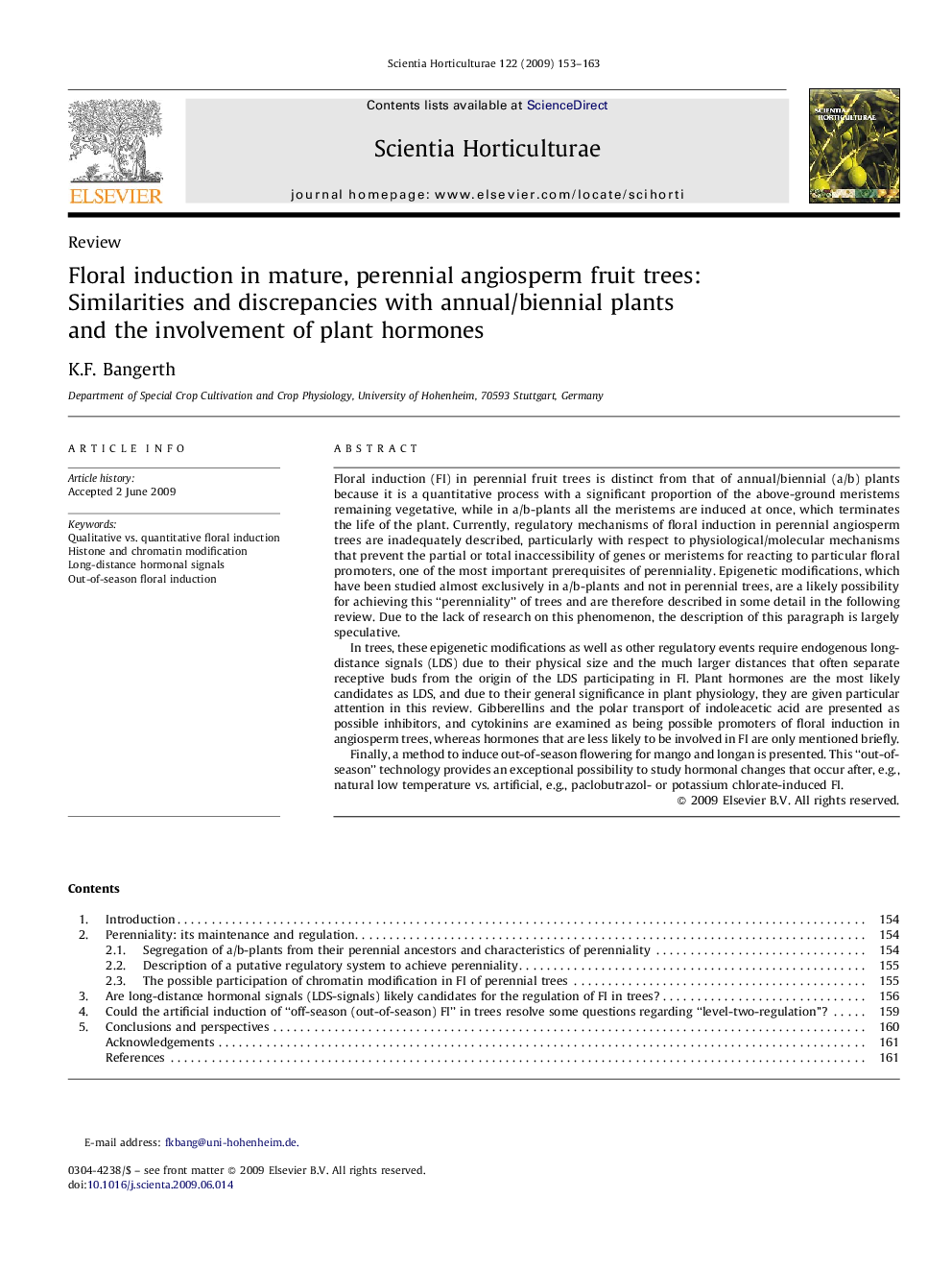 Floral induction in mature, perennial angiosperm fruit trees: Similarities and discrepancies with annual/biennial plants and the involvement of plant hormones