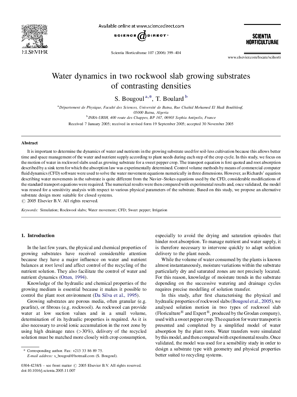 Water dynamics in two rockwool slab growing substrates of contrasting densities