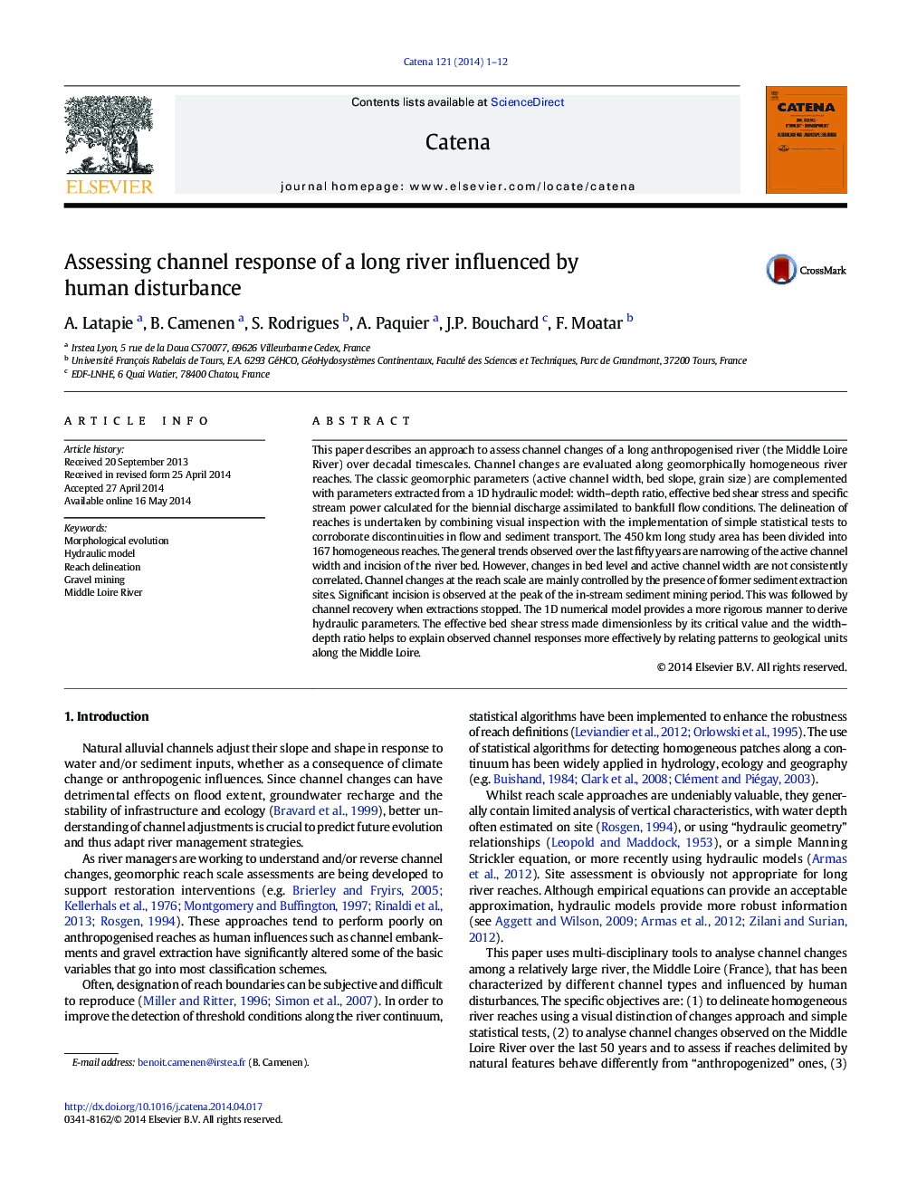 Assessing channel response of a long river influenced by human disturbance