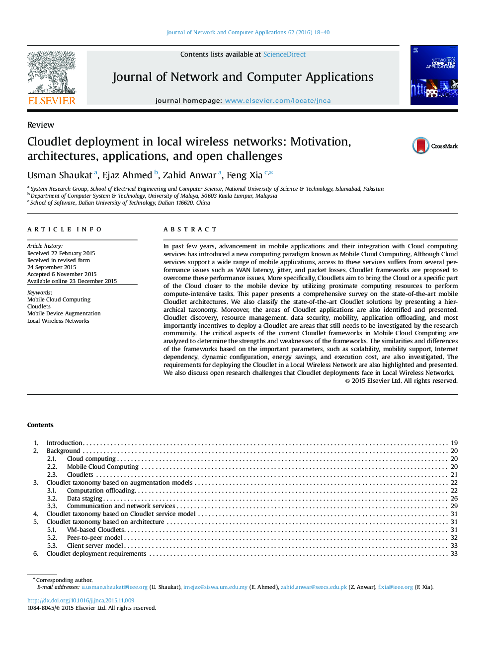 Cloudlet deployment in local wireless networks: Motivation, architectures, applications, and open challenges