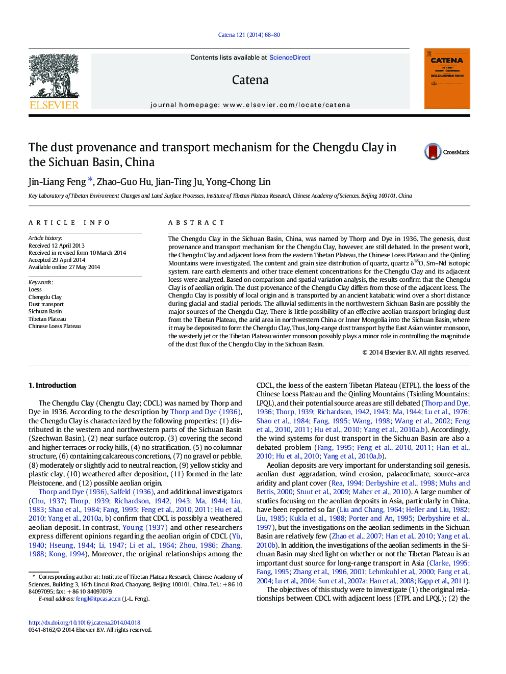 The dust provenance and transport mechanism for the Chengdu Clay in the Sichuan Basin, China