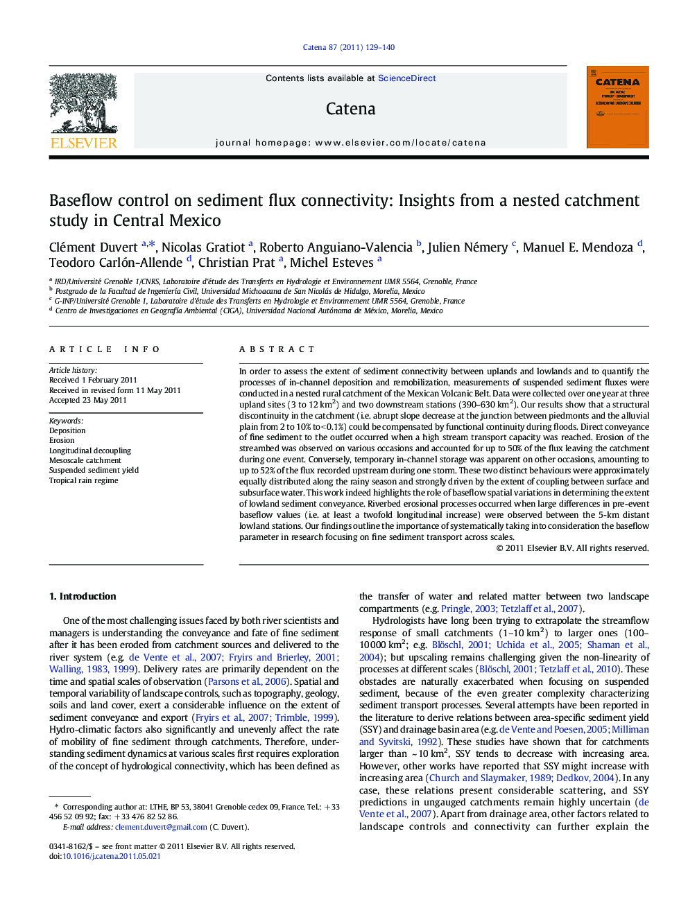 Baseflow control on sediment flux connectivity: Insights from a nested catchment study in Central Mexico