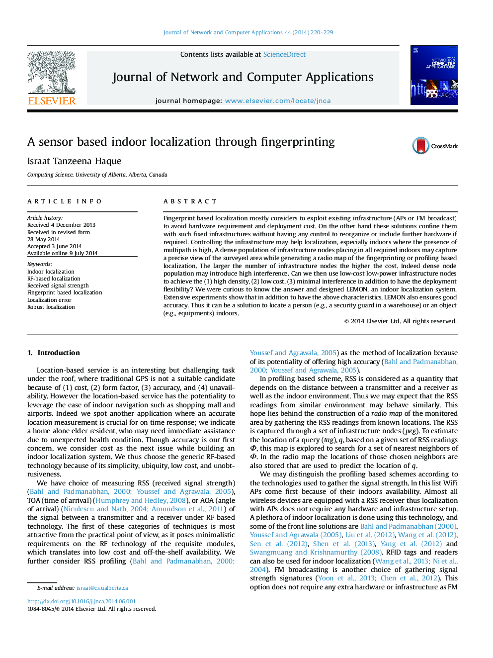 A sensor based indoor localization through fingerprinting