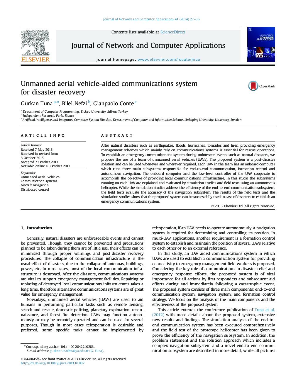 Unmanned aerial vehicle-aided communications system for disaster recovery