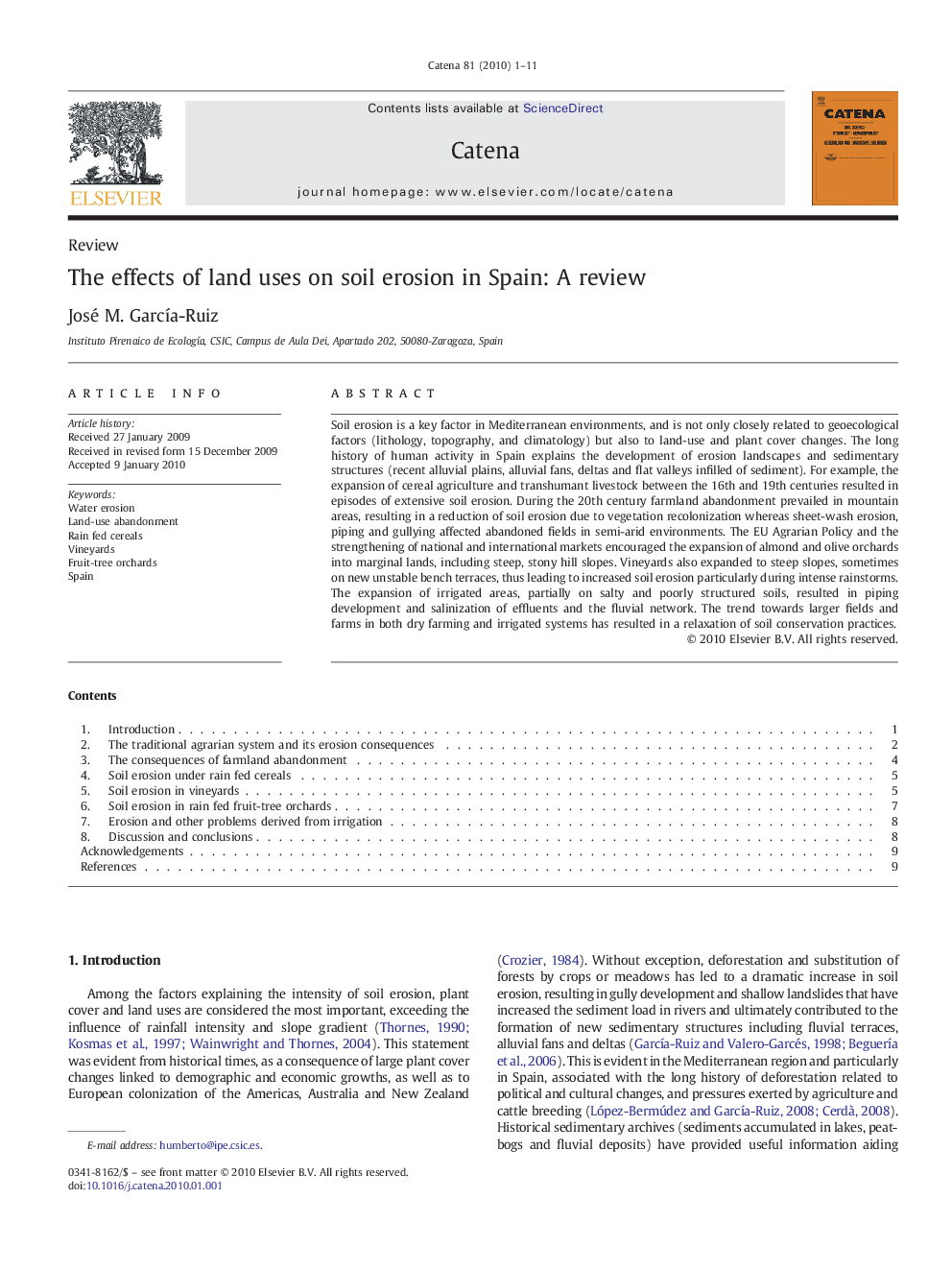 The effects of land uses on soil erosion in Spain: A review