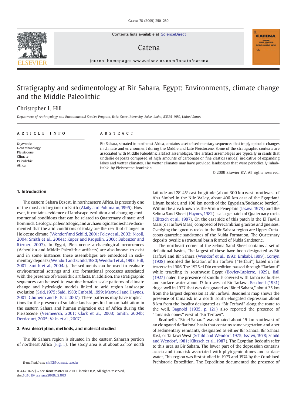 Stratigraphy and sedimentology at Bir Sahara, Egypt: Environments, climate change and the Middle Paleolithic