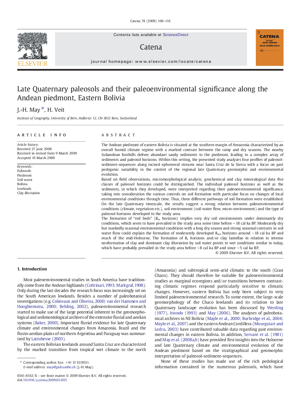 Late Quaternary paleosols and their paleoenvironmental significance along the Andean piedmont, Eastern Bolivia