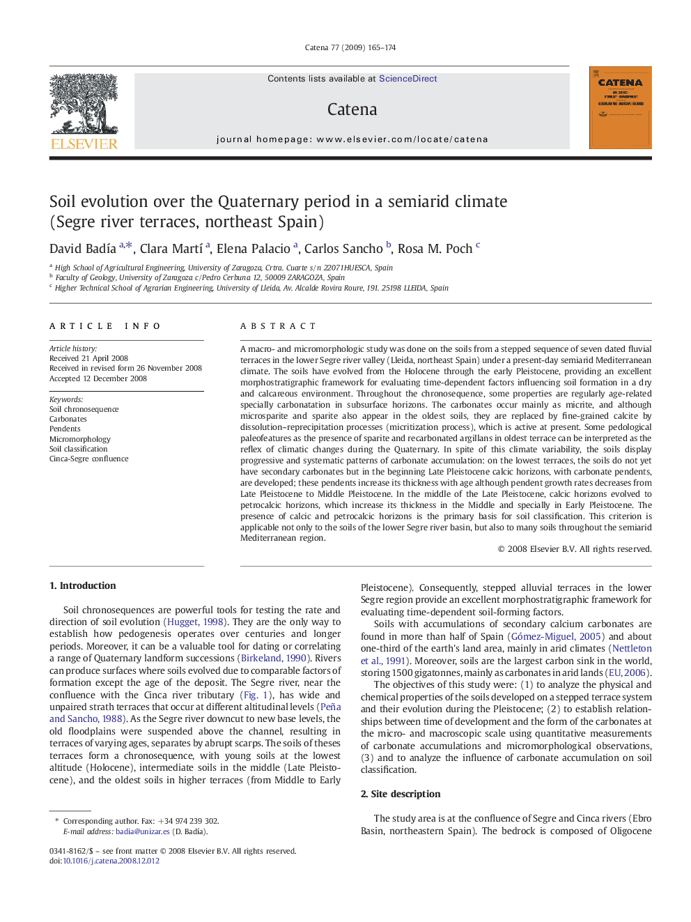 Soil evolution over the Quaternary period in a semiarid climate (Segre river terraces, northeast Spain)