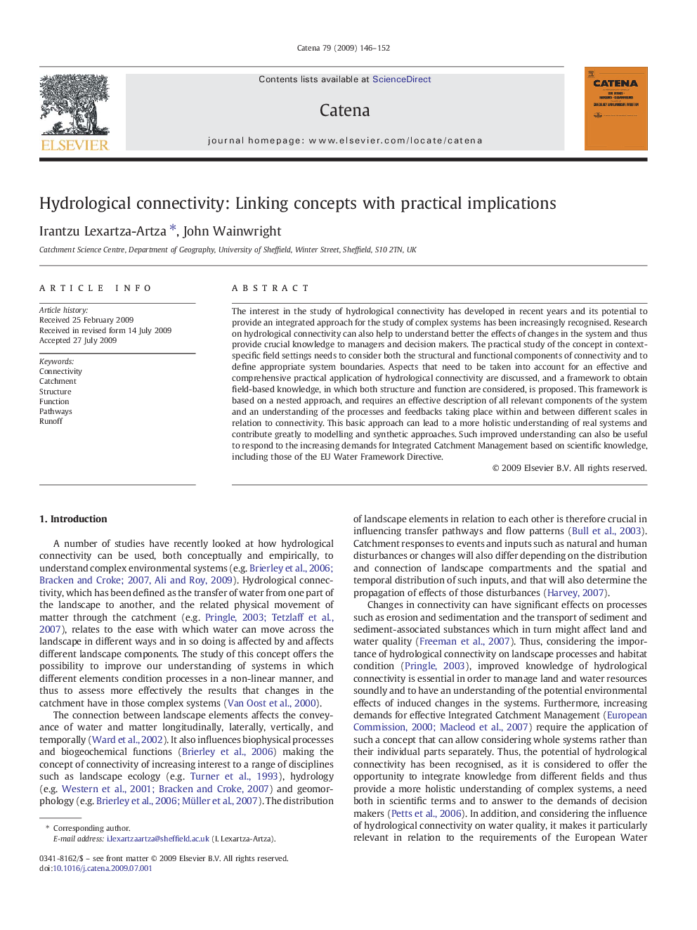 Hydrological connectivity: Linking concepts with practical implications