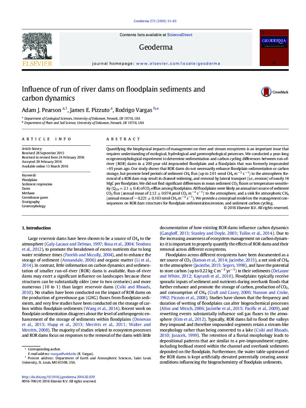 Influence of run of river dams on floodplain sediments and carbon dynamics