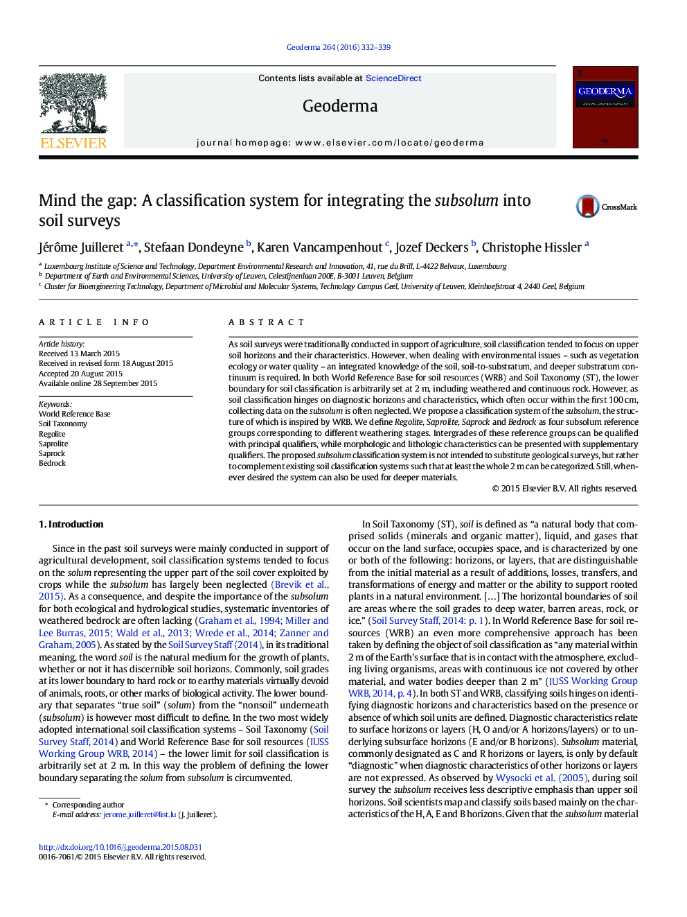 Mind the gap: A classification system for integrating the subsolum into soil surveys