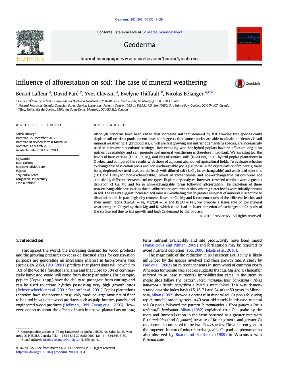 Influence of afforestation on soil: The case of mineral weathering