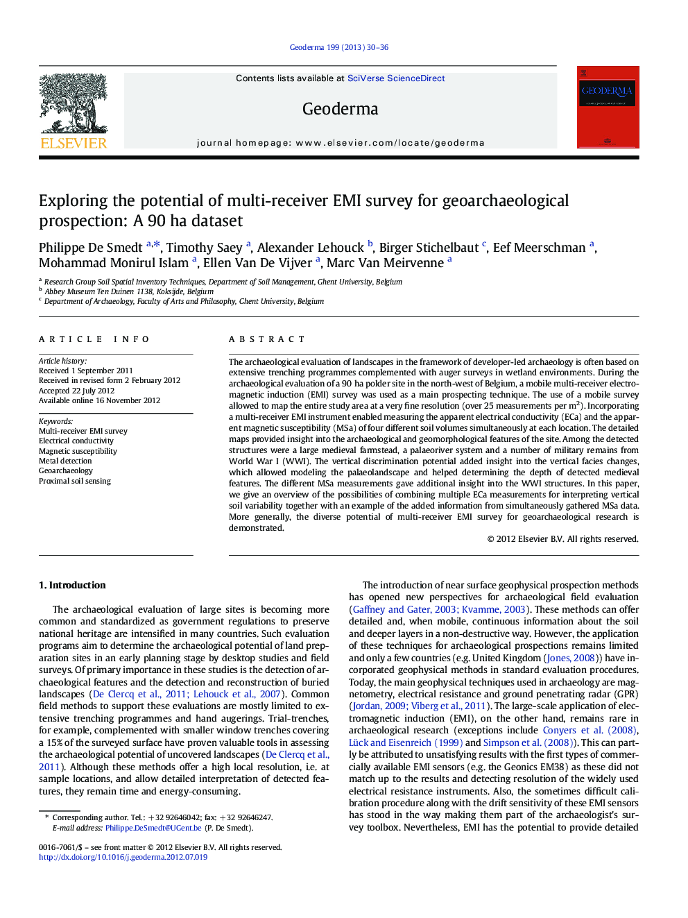 Exploring the potential of multi-receiver EMI survey for geoarchaeological prospection: A 90 ha dataset