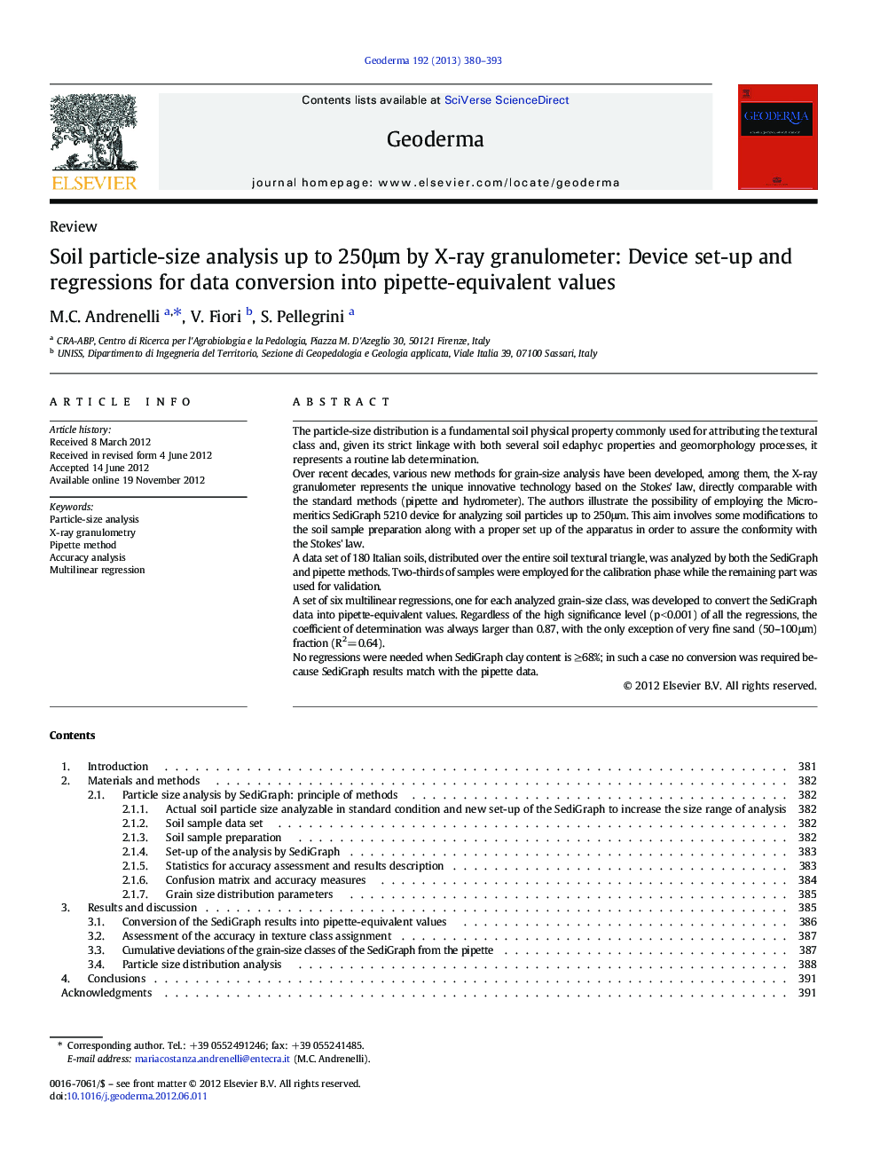 Soil particle-size analysis up to 250 μm by X-ray granulometer: Device set-up and regressions for data conversion into pipette-equivalent values