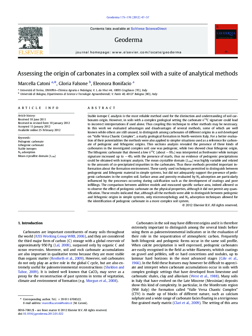 Assessing the origin of carbonates in a complex soil with a suite of analytical methods