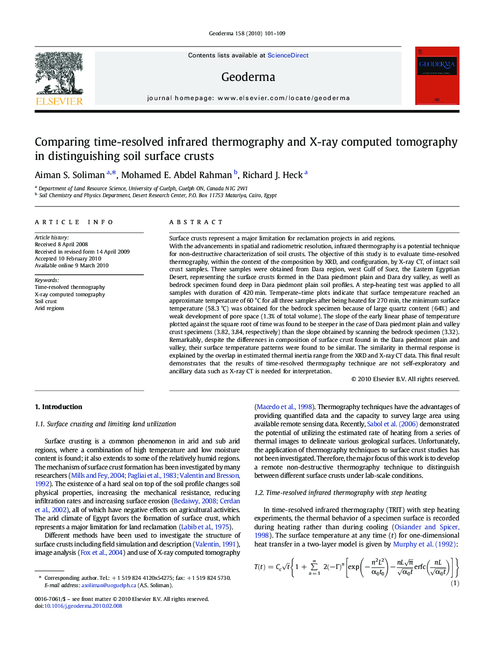 Comparing time-resolved infrared thermography and X-ray computed tomography in distinguishing soil surface crusts