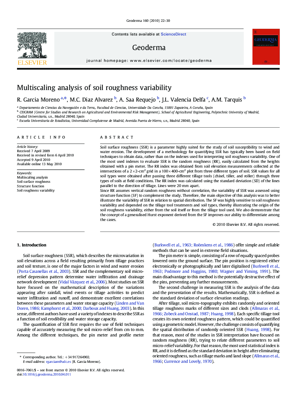 Multiscaling analysis of soil roughness variability