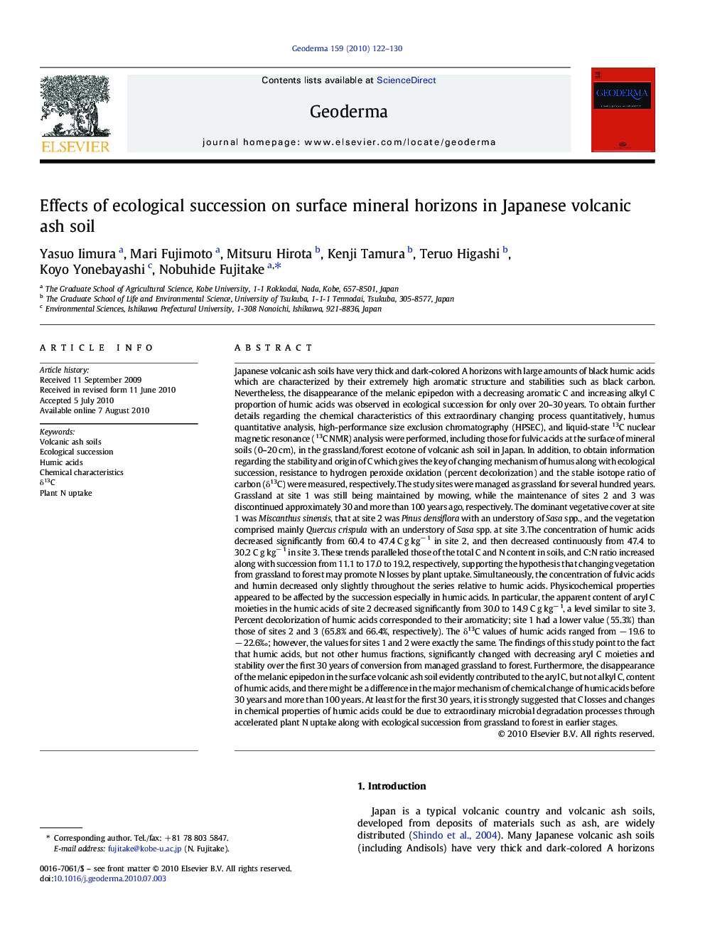 Effects of ecological succession on surface mineral horizons in Japanese volcanic ash soil