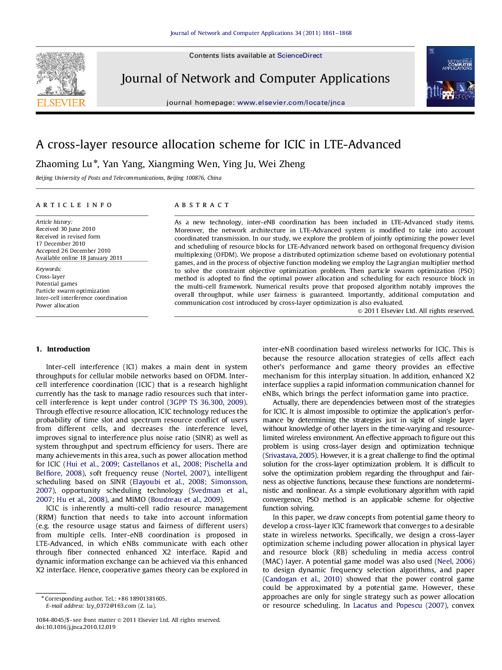 A cross-layer resource allocation scheme for ICIC in LTE-Advanced