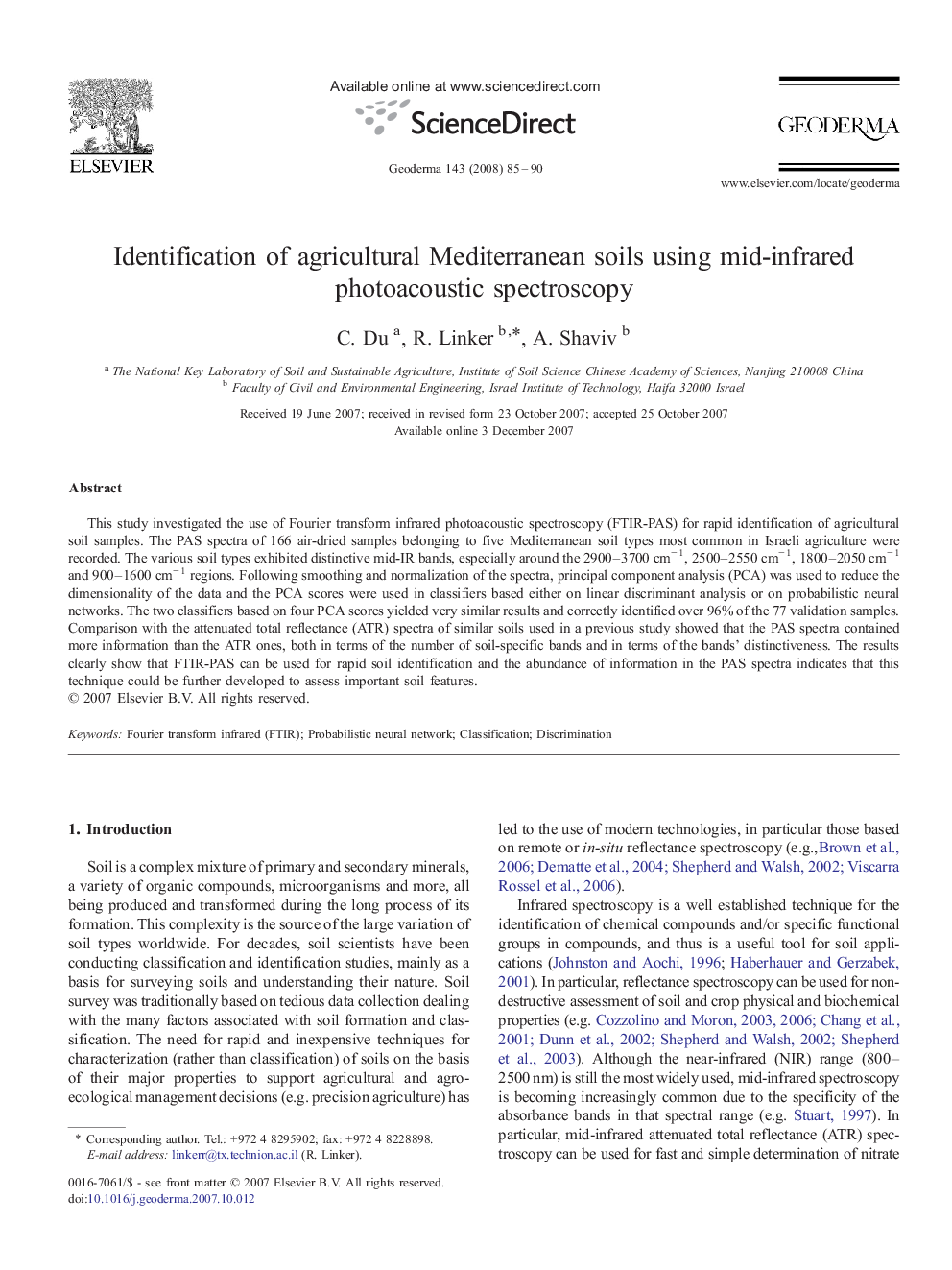 Identification of agricultural Mediterranean soils using mid-infrared photoacoustic spectroscopy