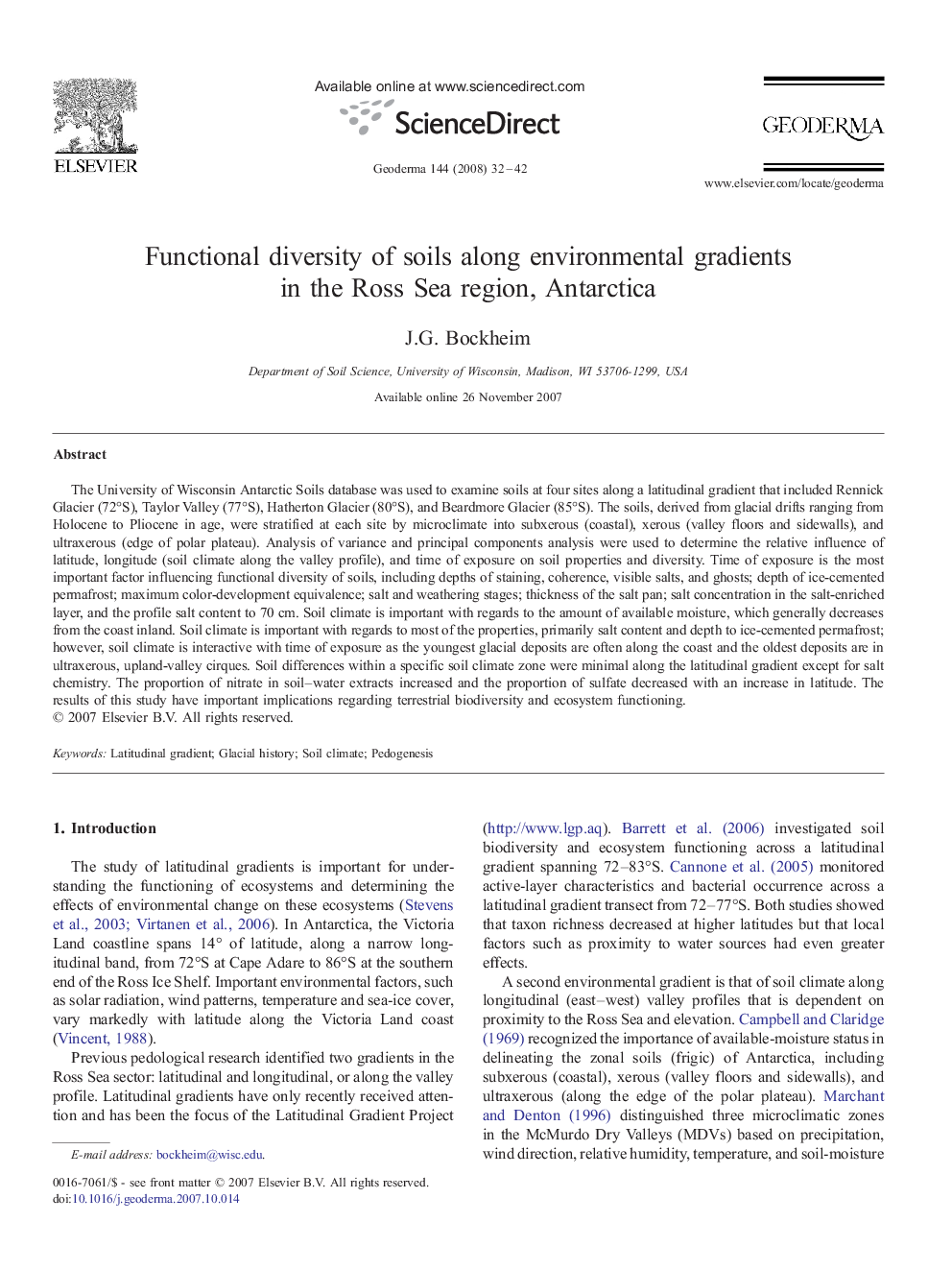 Functional diversity of soils along environmental gradients in the Ross Sea region, Antarctica