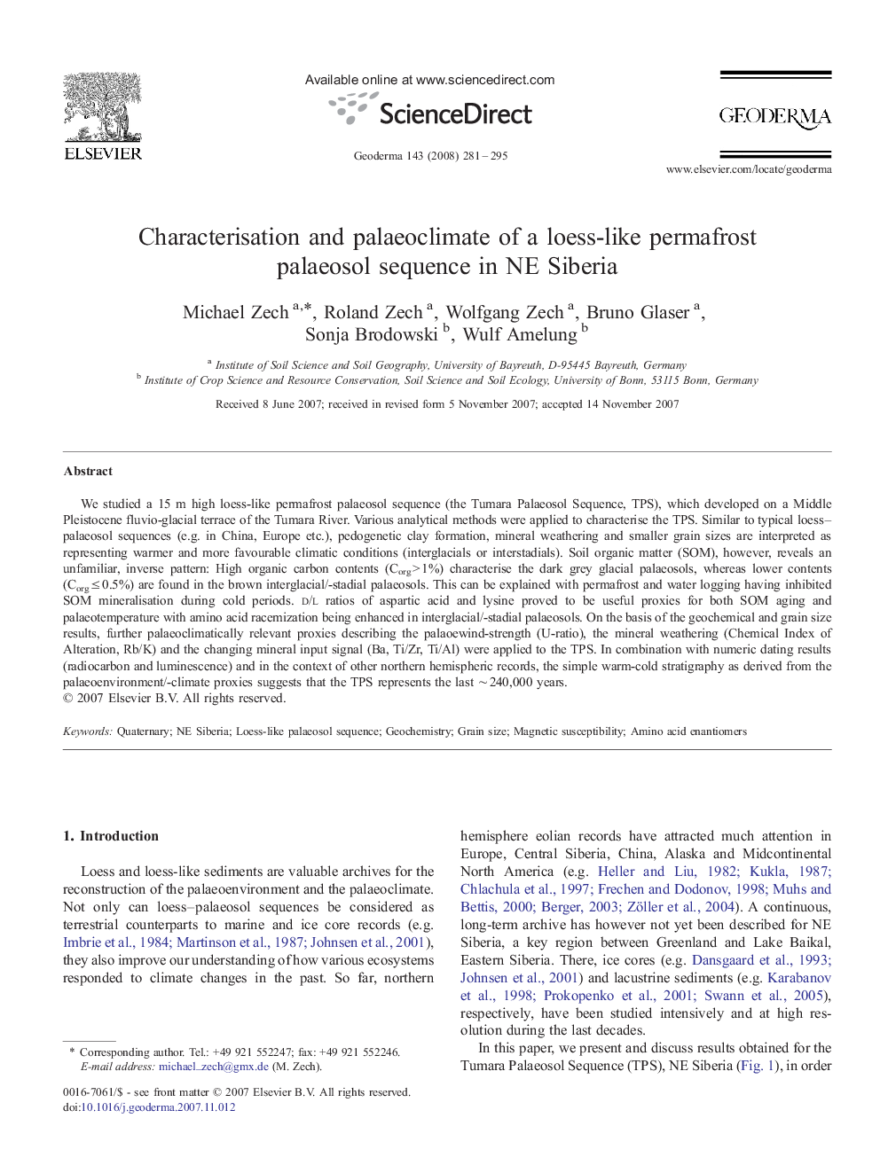 Characterisation and palaeoclimate of a loess-like permafrost palaeosol sequence in NE Siberia