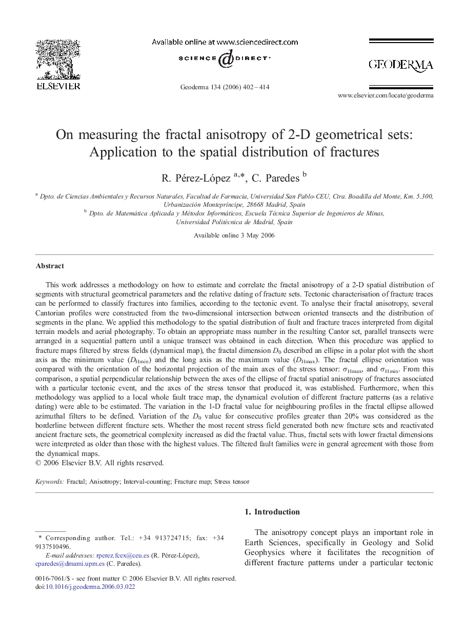 On measuring the fractal anisotropy of 2-D geometrical sets: Application to the spatial distribution of fractures