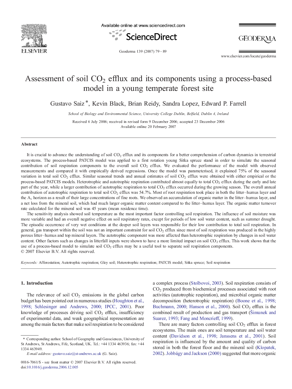 Assessment of soil CO2 efflux and its components using a process-based model in a young temperate forest site