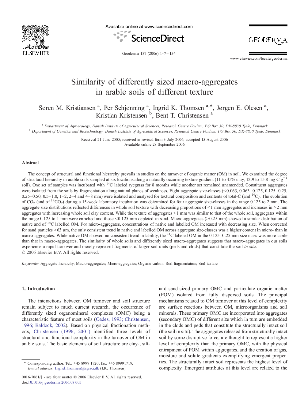 Similarity of differently sized macro-aggregates in arable soils of different texture