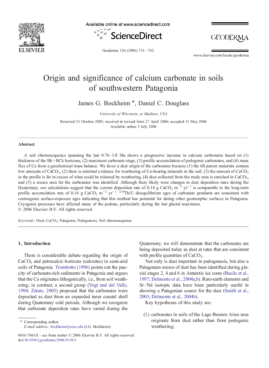 Origin and significance of calcium carbonate in soils of southwestern Patagonia