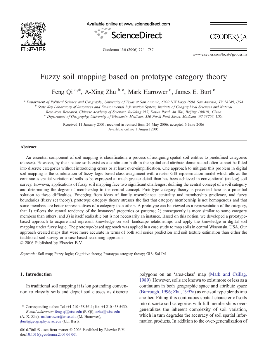 Fuzzy soil mapping based on prototype category theory