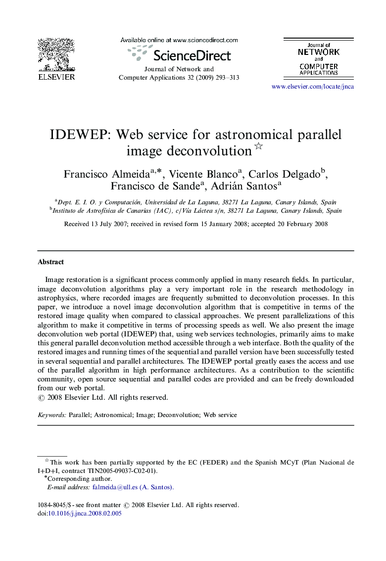 IDEWEP: Web service for astronomical parallel image deconvolution 