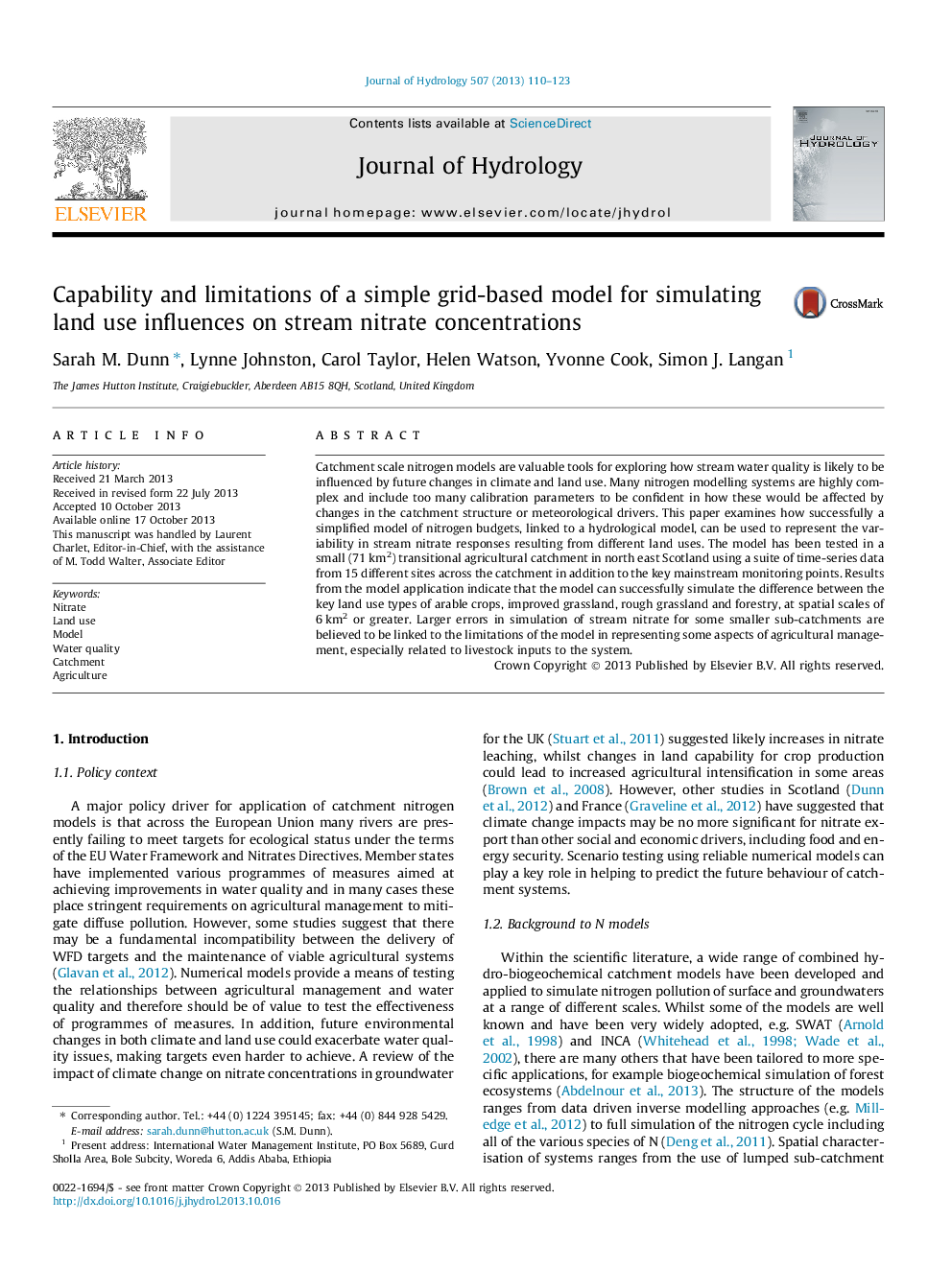 Capability and limitations of a simple grid-based model for simulating land use influences on stream nitrate concentrations