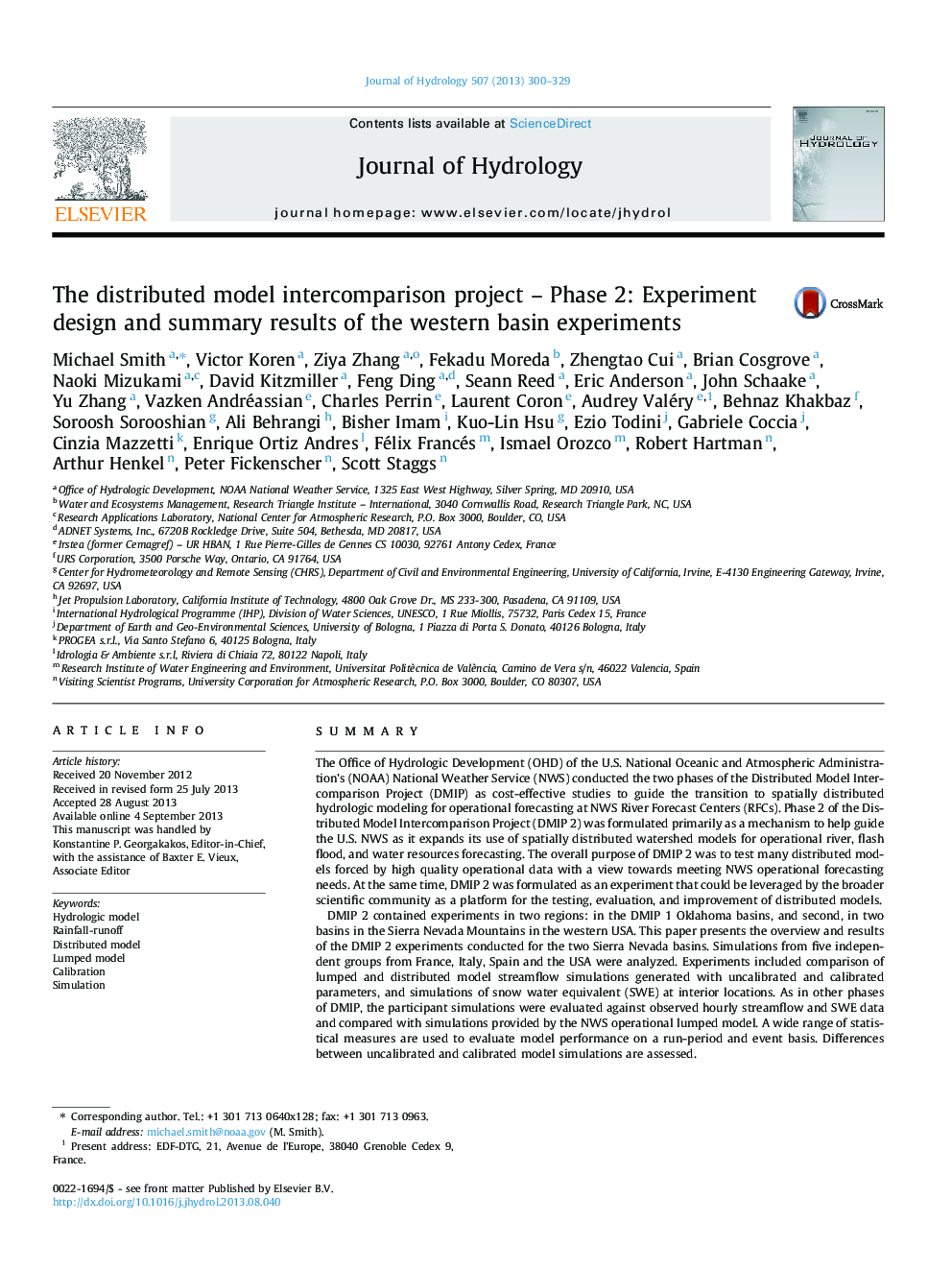 The distributed model intercomparison project – Phase 2: Experiment design and summary results of the western basin experiments