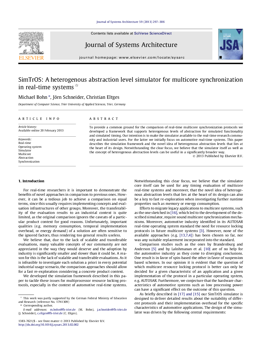 SimTrOS: A heterogenous abstraction level simulator for multicore synchronization in real-time systems 