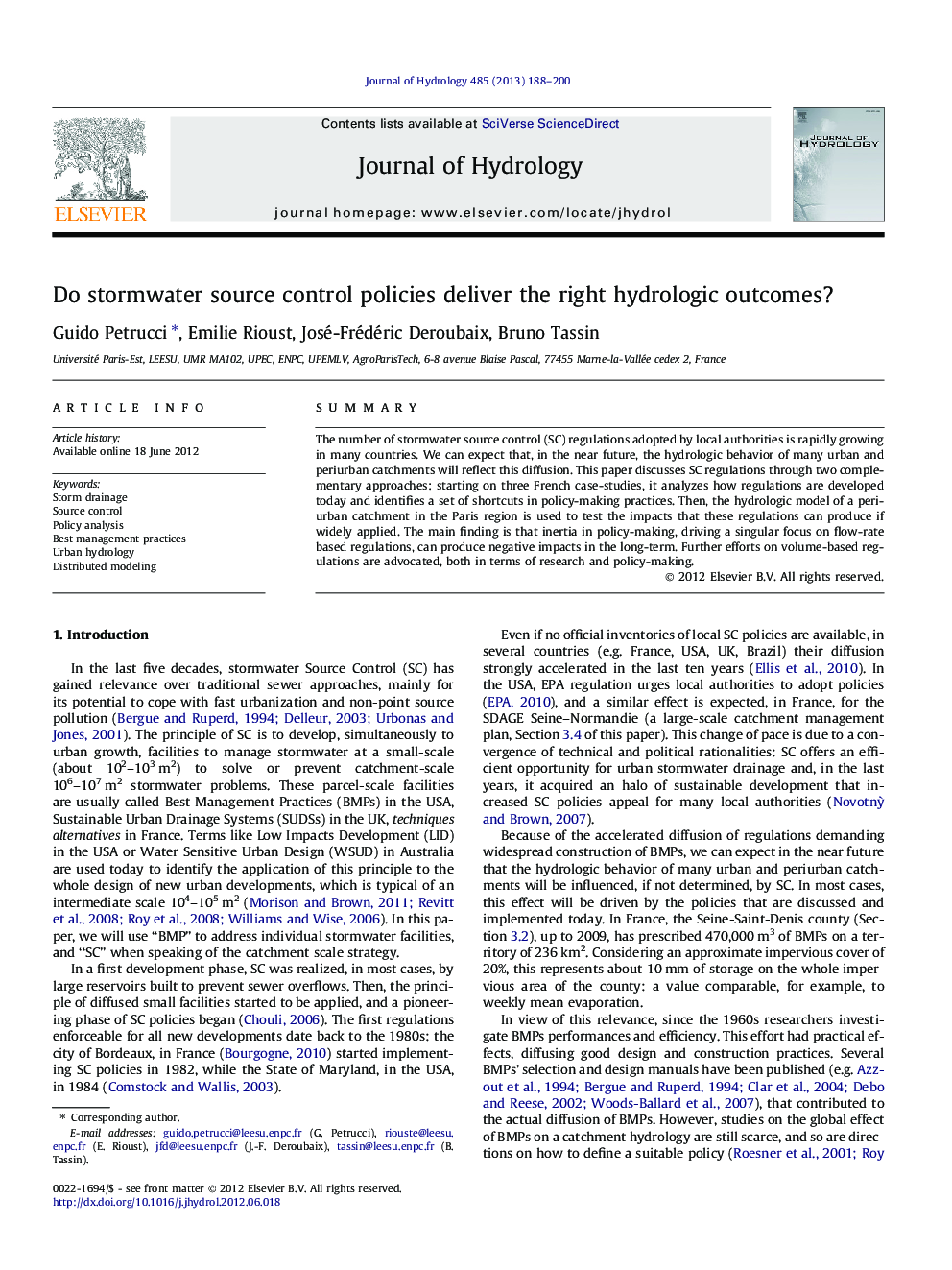 Do stormwater source control policies deliver the right hydrologic outcomes?