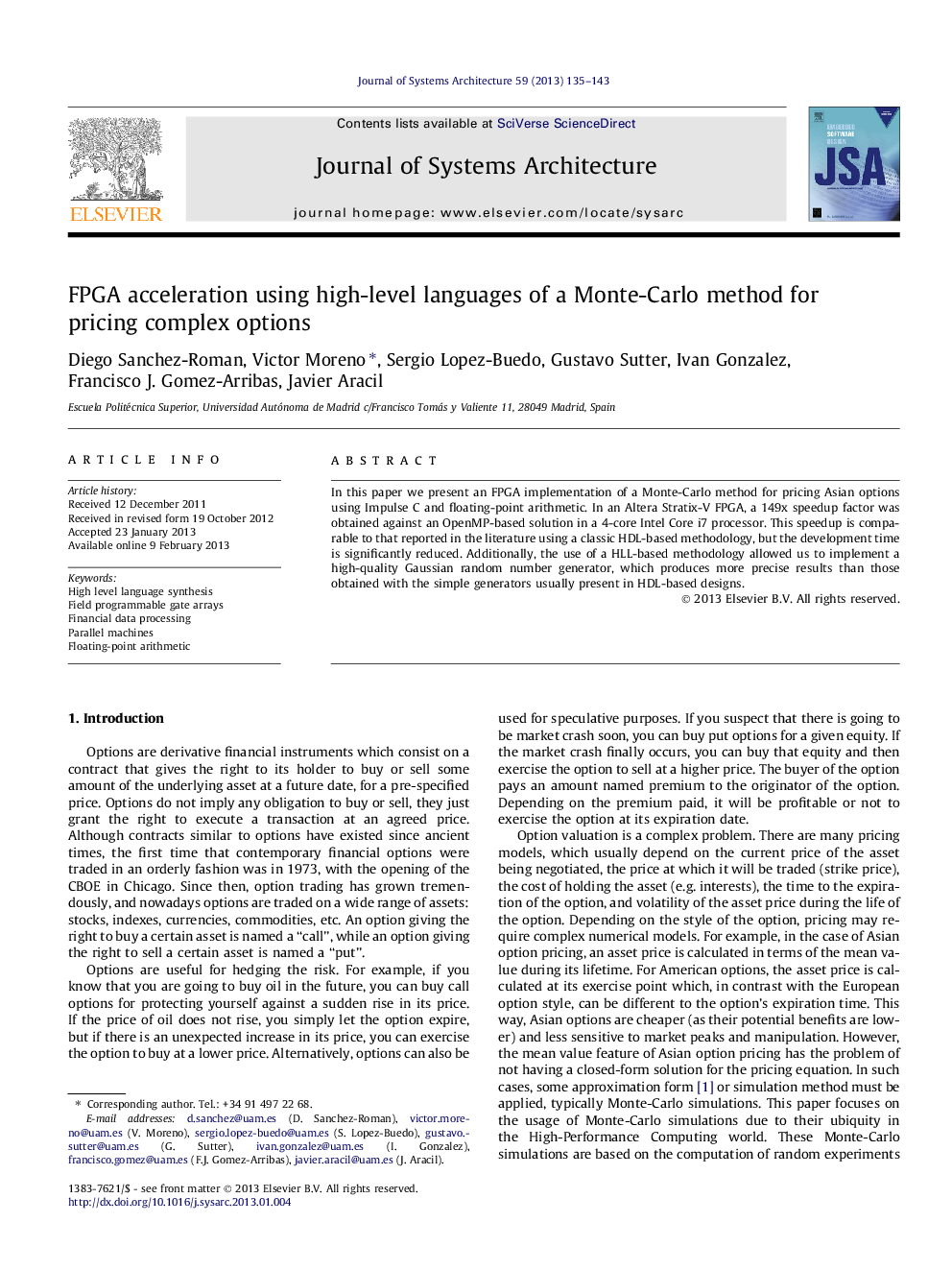 FPGA acceleration using high-level languages of a Monte-Carlo method for pricing complex options