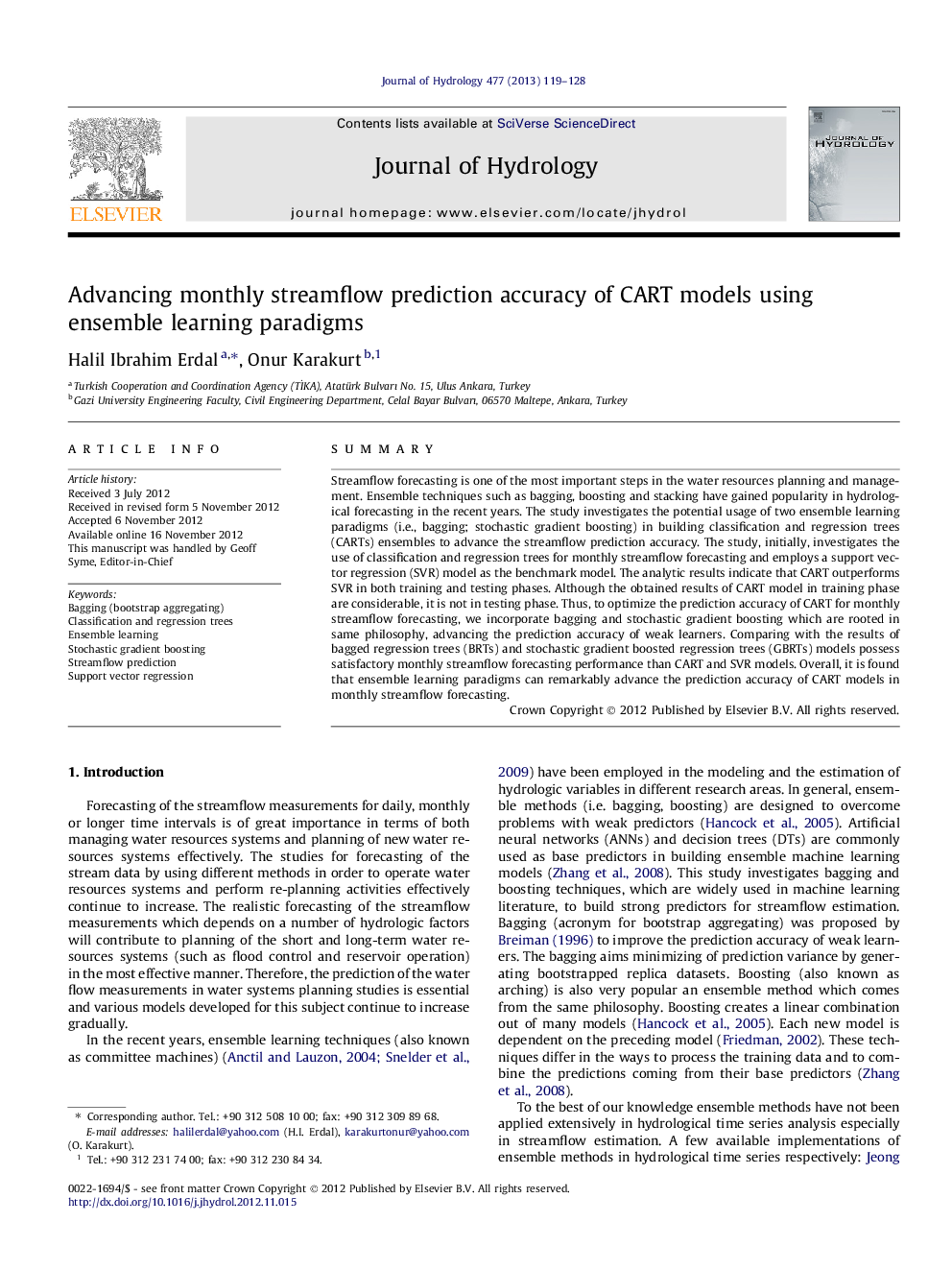 Advancing monthly streamflow prediction accuracy of CART models using ensemble learning paradigms