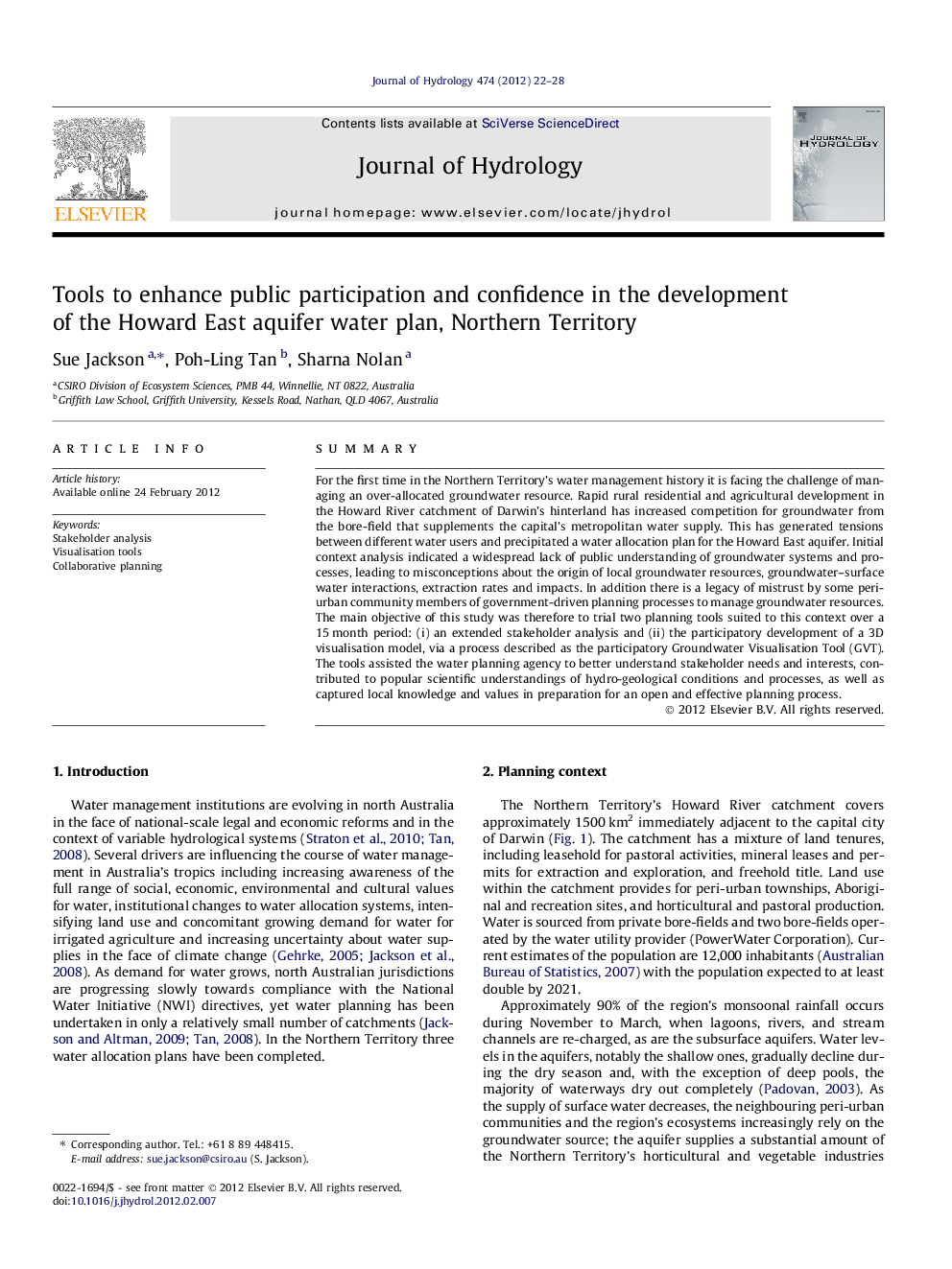 Tools to enhance public participation and confidence in the development of the Howard East aquifer water plan, Northern Territory