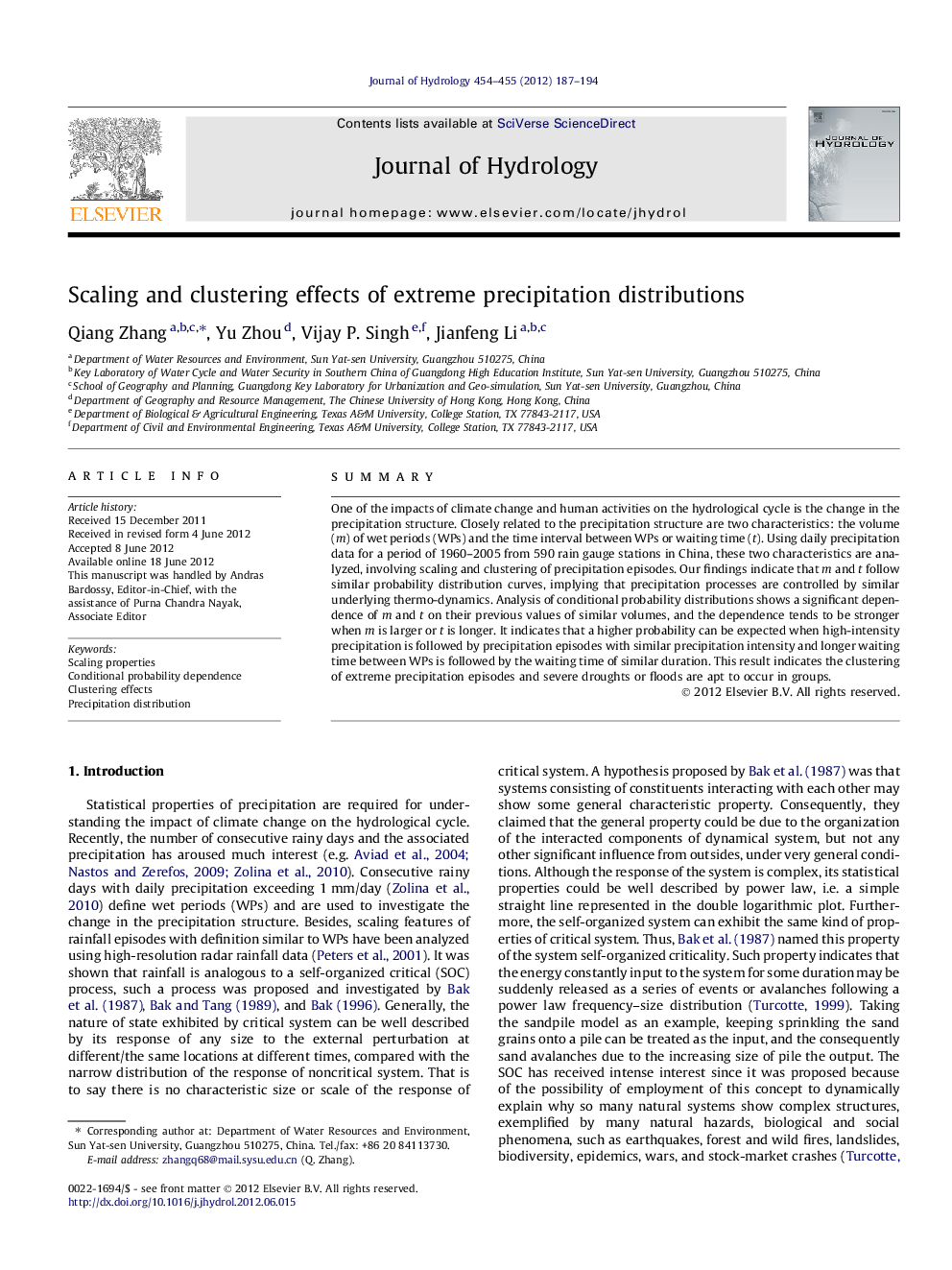 Scaling and clustering effects of extreme precipitation distributions