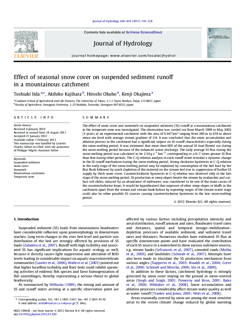 Effect of seasonal snow cover on suspended sediment runoff in a mountainous catchment