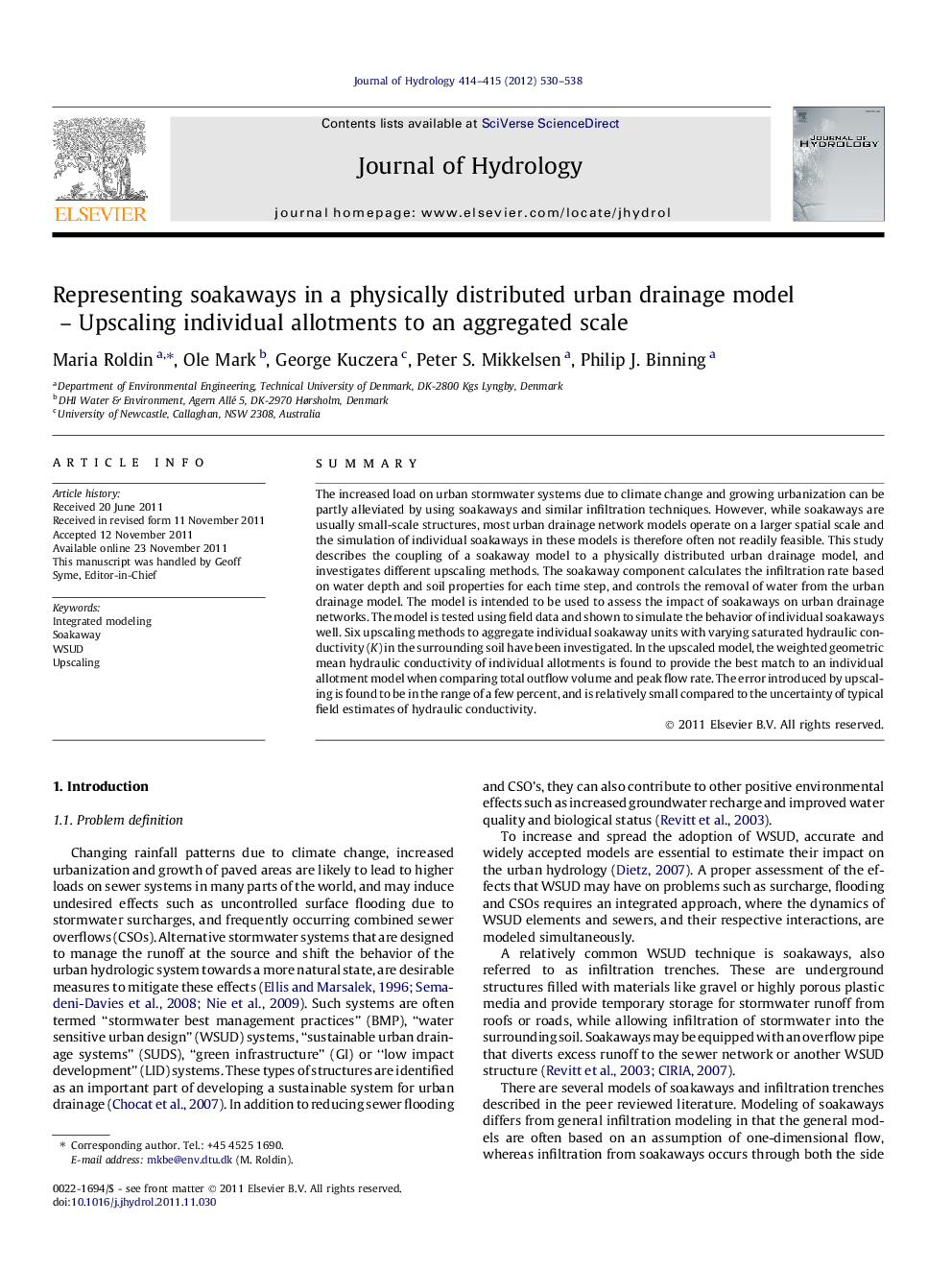 Representing soakaways in a physically distributed urban drainage model – Upscaling individual allotments to an aggregated scale